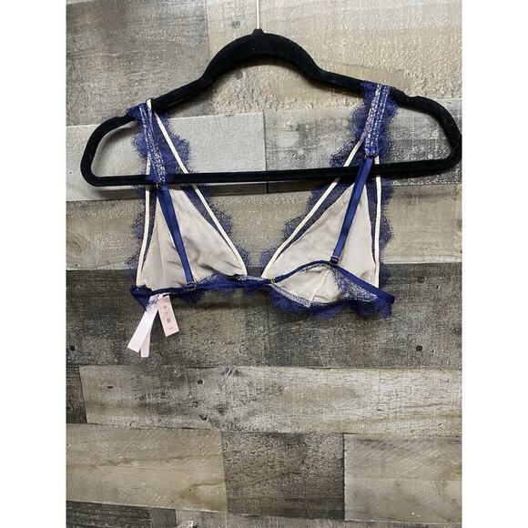 VICTORIAS SECRET DREAM ANGELS Chantilly Lace Long Line Bralette M Ensign blue - Picture 5 of 5